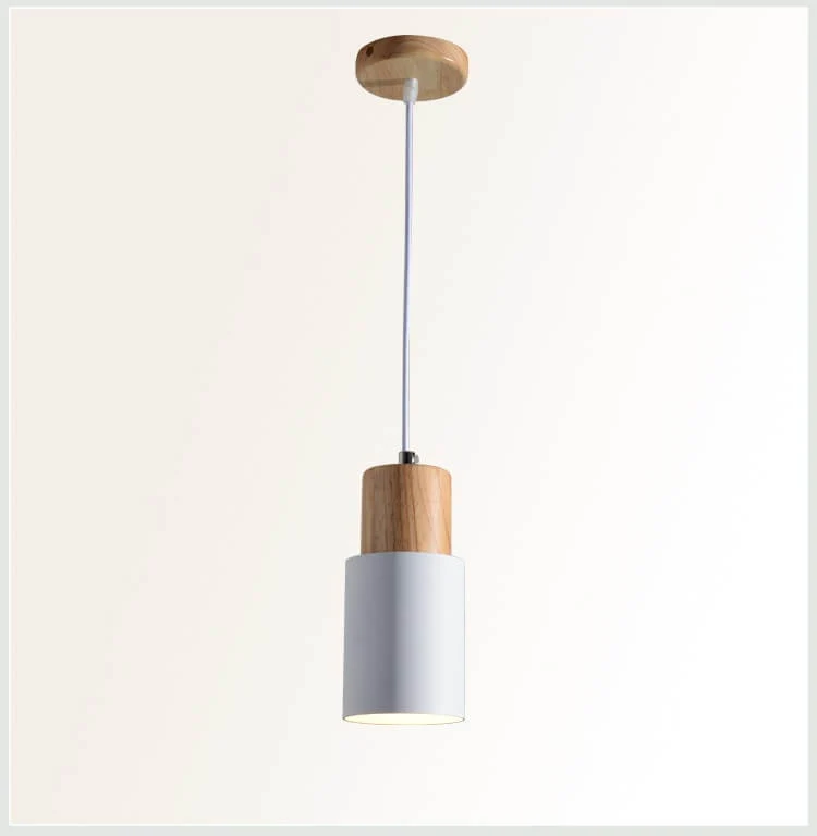 Hanglamp Hout Aluminium Cilinder Kleur E26 120cm Snoer Scandinavisch Woonkamer Eetkamer | Sansoti