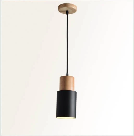 Hanglamp Hout Aluminium Cilinder Kleur E26 120cm Snoer Scandinavisch Woonkamer Eetkamer | Sansoti