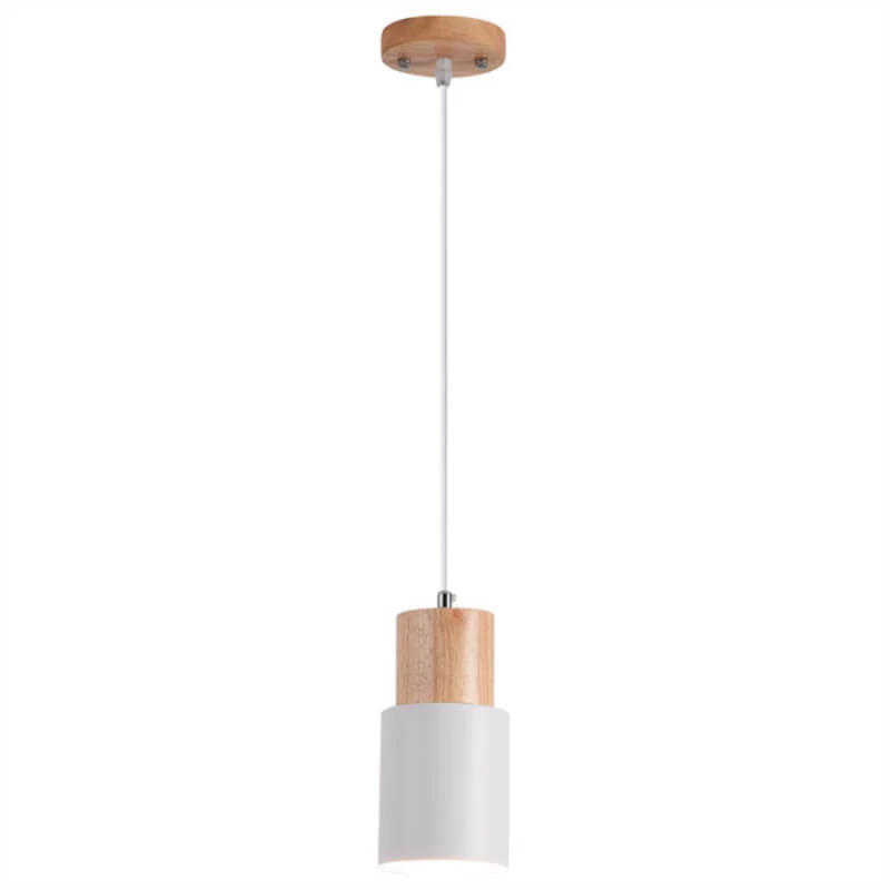 Hanglamp Hout Aluminium Cilinder Kleur E26 120cm Snoer Scandinavisch Woonkamer Eetkamer | Sansoti