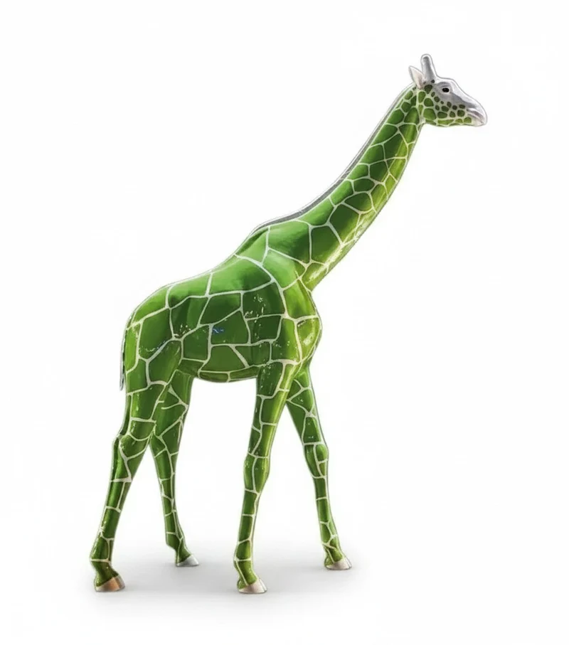 Casa Padrino Luxus Deko Skulptur Giraffe Grün Weiß H. 320 cm - Riesige Gartenskulptur - Lebensgroße Skulptur - XXL Deko Skulptur - XXL Deko Figur