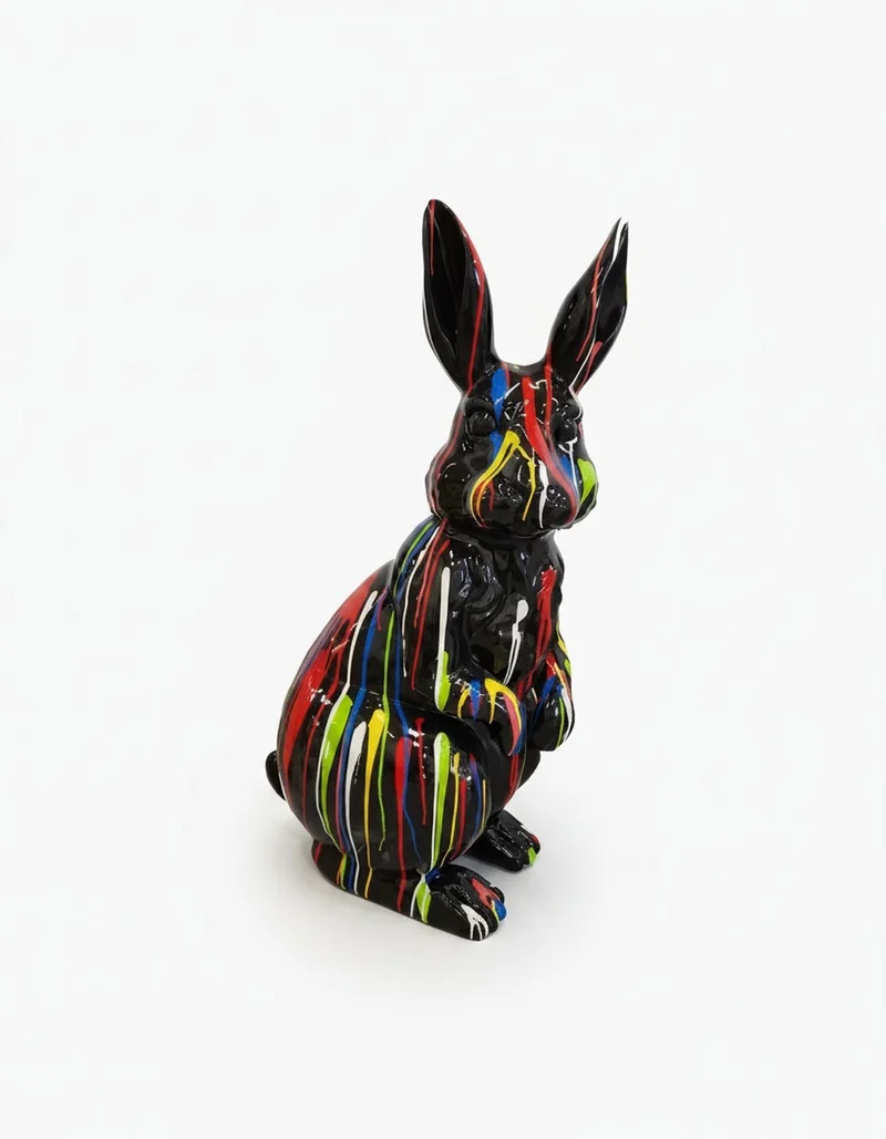 Casa Padrino Luxus Deko Skulptur Hase Kaninchen Trash H. 220 cm - Riesige Gartenskulptur - Lebensgroße Skulptur - XXL Deko Skulptur - XXL Deko Figur