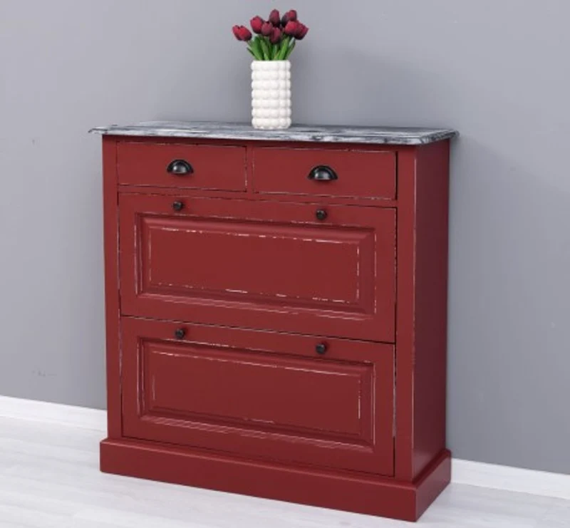 Casa Padrino Schuhschrank im Landhausstil mit 2 Türen und 2 Schubladen, 103 x 35 x 105 cm