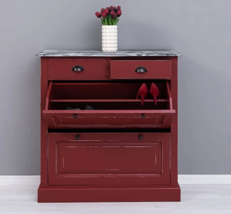 Casa Padrino Schuhschrank im Landhausstil mit 2 Türen und 2 Schubladen, 103 x 35 x 105 cm