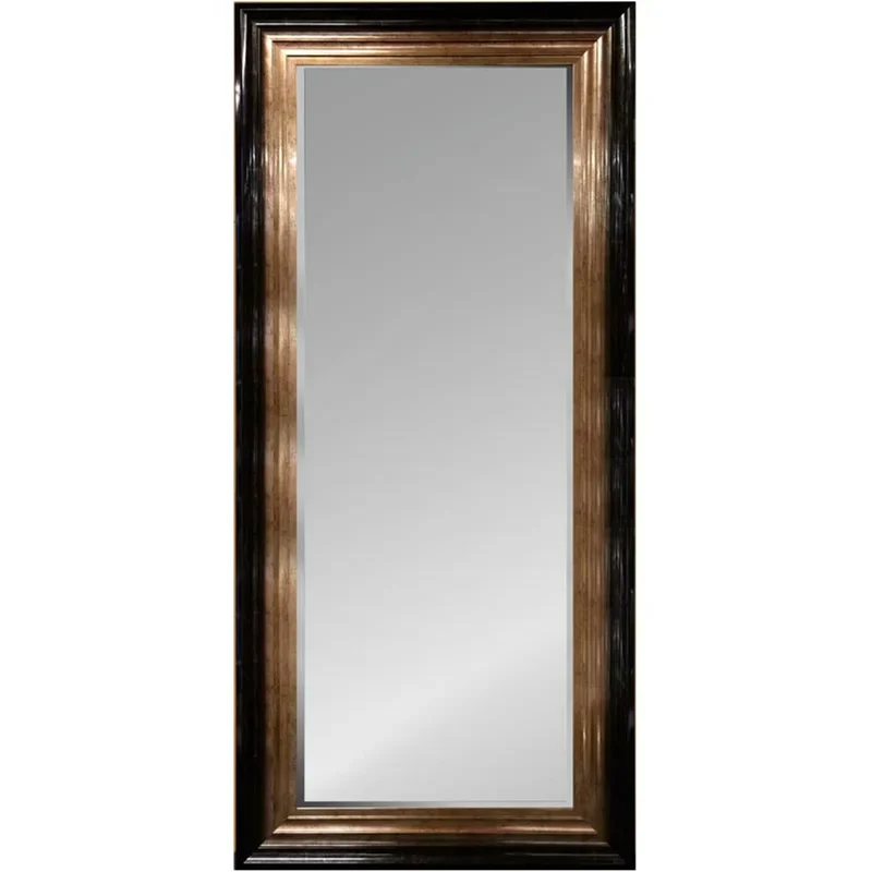 Casa Padrino Luxus Standspiegel Schwarz / Champagnerfarben 86 x 5 x H. 186 cm - Ganzkörperspiegel