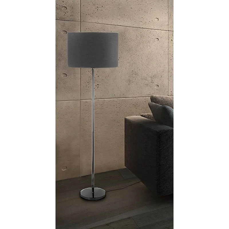 Stehlampe Hotel 168cm Stoffschirm Grau