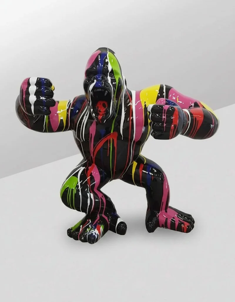 Casa Padrino Luxus Deko Skulptur Affe Gorilla Trash H. 110 cm - Riesige Gartenskulptur - Lebensgroße Skulptur - XXL Deko Skulptur - XXL Deko Figur