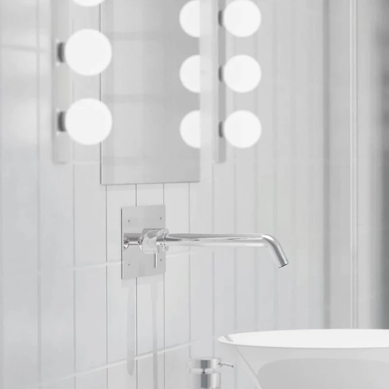 Azos Spiegel Wandleuchte 28cm IP44 Chrom, Weiß