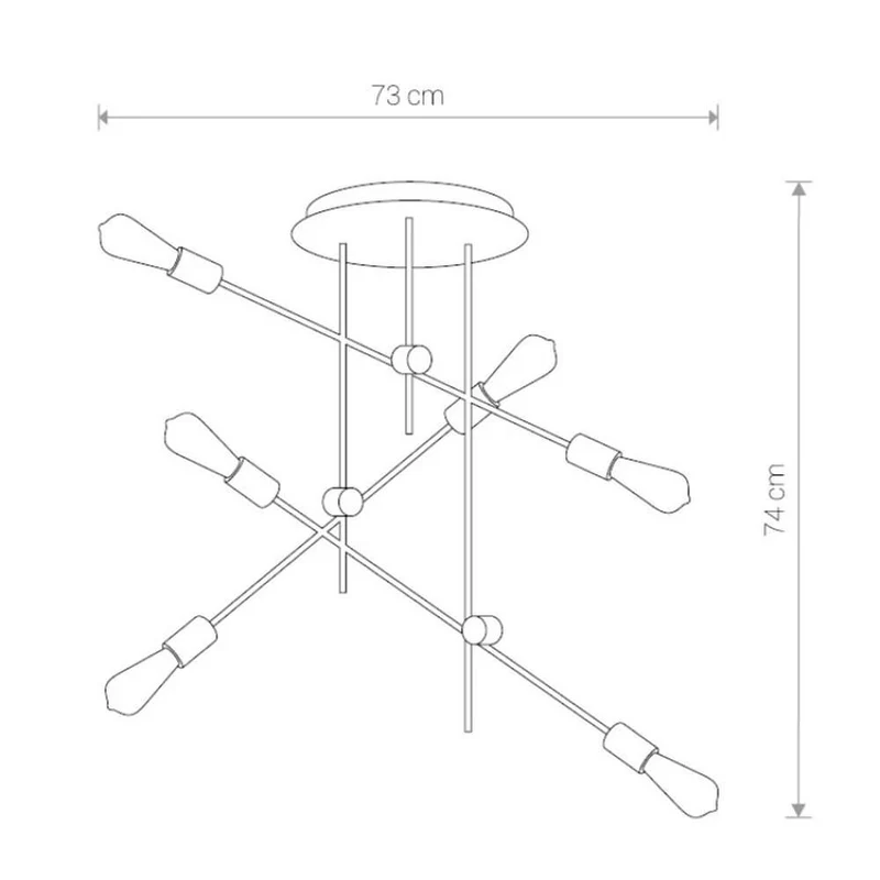 Retro Deckenlampe Axis 6-flg. Schwarz
