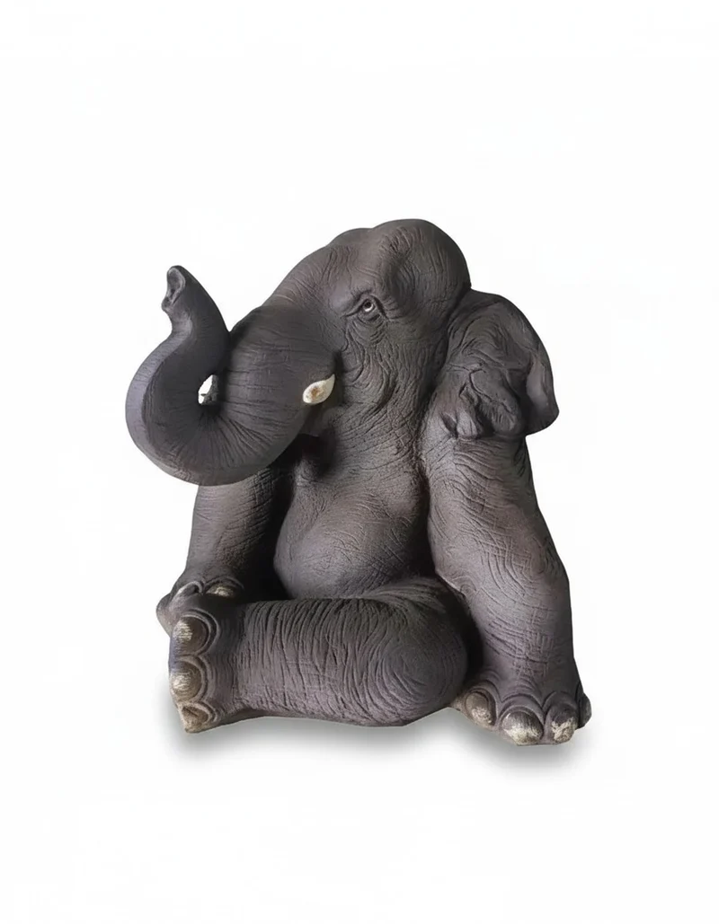 Casa Padrino Luxus Deko Skulptur Elefant Sitzend H. 51 cm - Deko Skulptur - Deko Figur - Tierfigur - Gartendeko