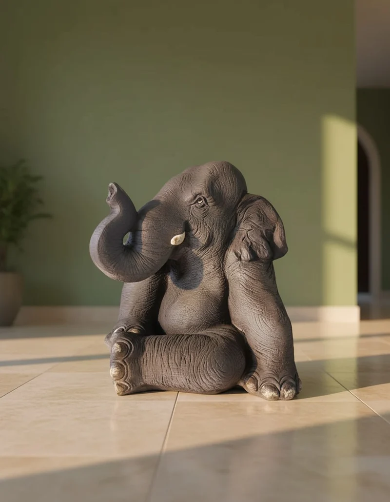 Casa Padrino Luxus Deko Skulptur Elefant Sitzend H. 51 cm - Deko Skulptur - Deko Figur - Tierfigur - Gartendeko