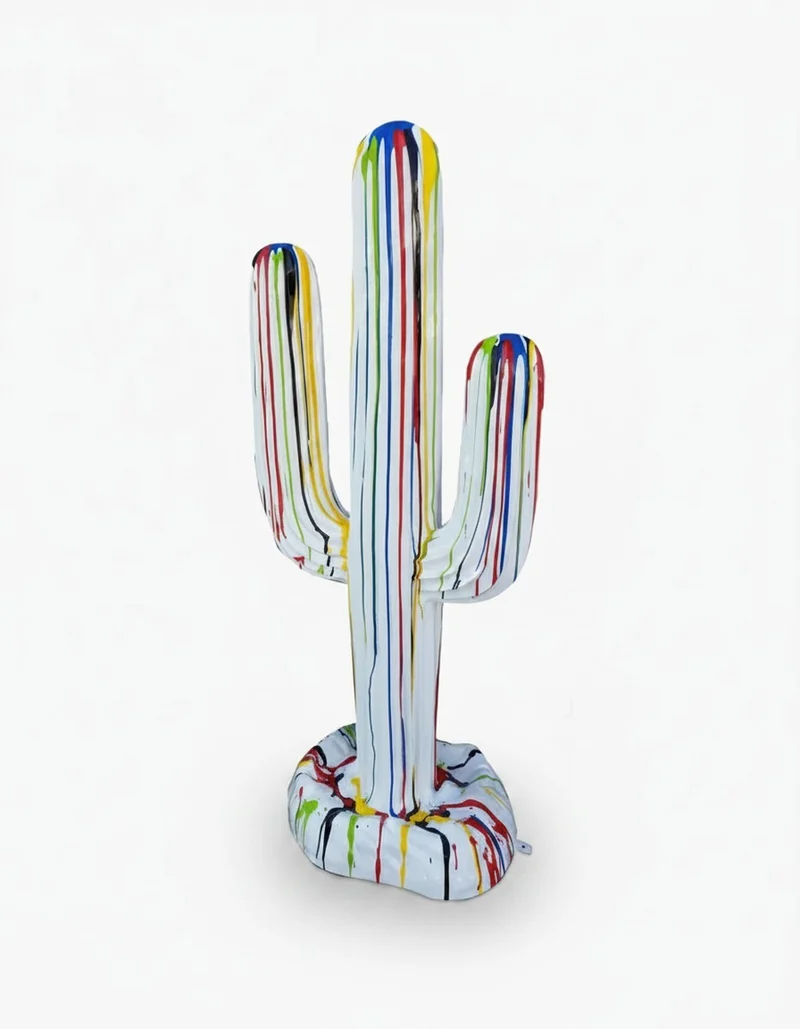 Casa Padrino Luxus Deko Skulptur Deko Objekt Kaktus Trash H. 185 cm - Riesige Gartenskulptur - Lebensgroße Skulptur - XXL Deko Skulptur - XXL Deko Figur