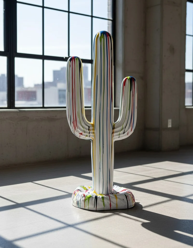 Casa Padrino Luxus Deko Skulptur Deko Objekt Kaktus Trash H. 185 cm - Riesige Gartenskulptur - Lebensgroße Skulptur - XXL Deko Skulptur - XXL Deko Figur
