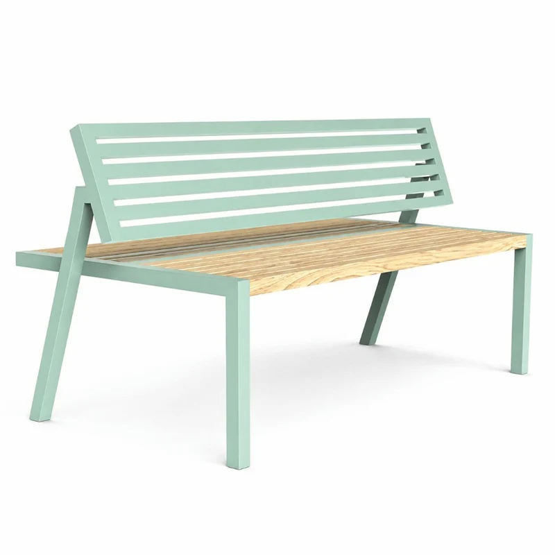 Casa Padrino Gartenbank Mintgrün / Naturfarben 150 cm - Doppelseitige Parkbank mit Rückenlehne - Outdoor Sitzbank - Garten Möbel
