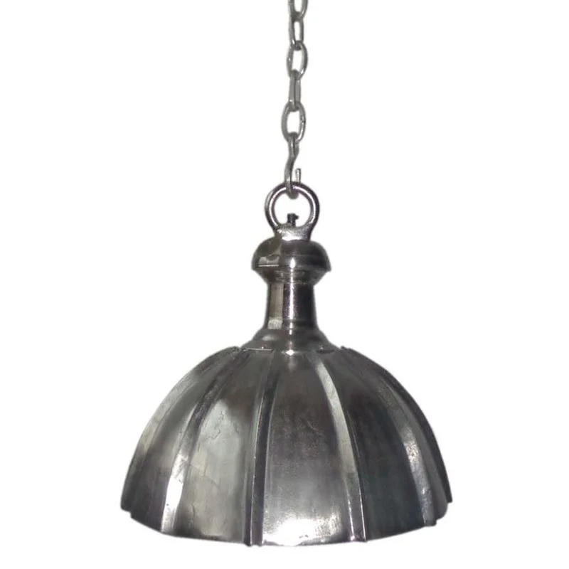 Casa Padrino Hängeleuchte Silber Ø 48 x H. 48 cm - Geriffelte Aluminium Kuppelleuchte