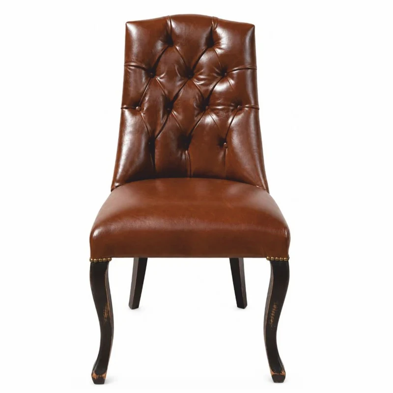 Casa Padrino Chesterfield Leder Esszimmer Stuhl Braun / Antik Schwarz - Echtleder Stuhl - Chesterfield Möbel - Leder Möbel - Esszimmer Möbel