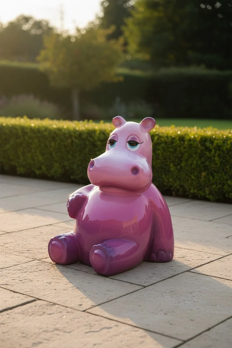 Casa Padrino Luxus Deko Skulptur Nilpferd Sitzen Ombre H. 95 cm - Deko Skulptur - Deko Figur - Tierfigur - Gartendeko