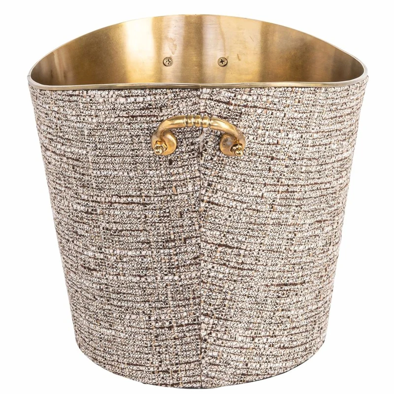 Casa Padrino Luxus Champagnerkühler Beige / Messing 37 cm - Luxus Weinkühler - Gastronomie Accessoires - Hotel Accessoires - Luxus Accessoires