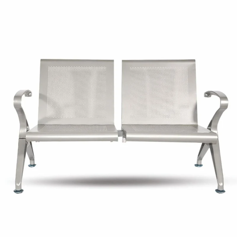 Casa Padrino 2er Besucherbank / Wartezimmerbank Silber 121 cm - Wartezimmer Möbel