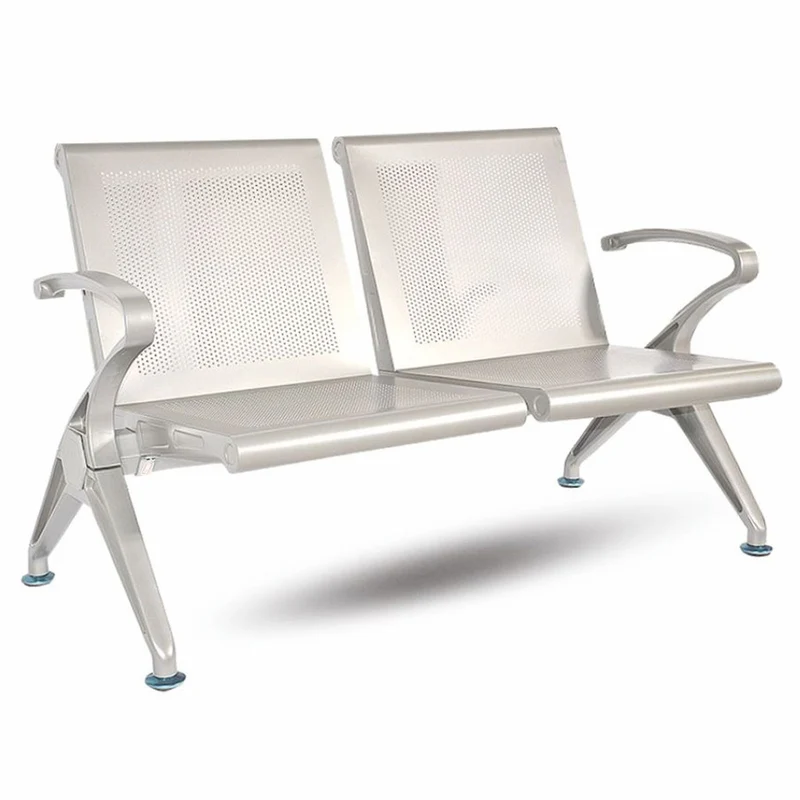 Casa Padrino 2er Besucherbank / Wartezimmerbank Silber 121 cm - Wartezimmer Möbel