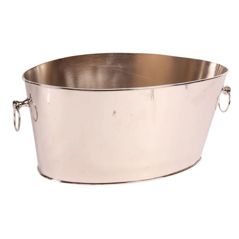 Casa Padrino Luxus Champagnerkühler Silber 45 x 21,5 x H. 21 cm - Große Sektwanne mit Ringgriffen