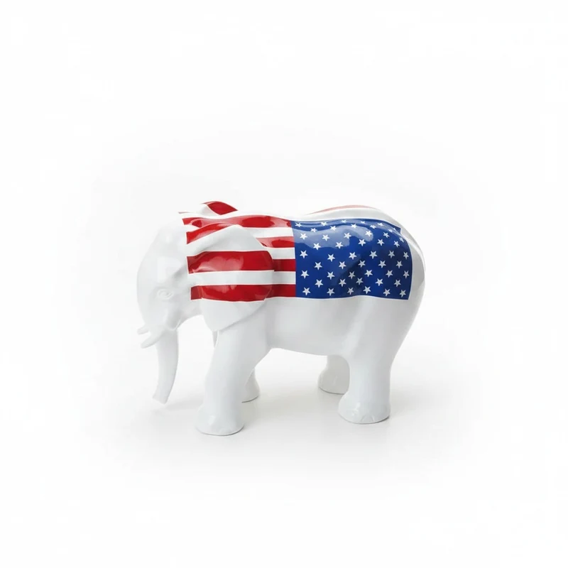 Casa Padrino Luxus Deko Skulptur Elefant USA FLAG H. 60 cm - Deko Skulptur - Deko Figur - Tierfigur - Gartendeko