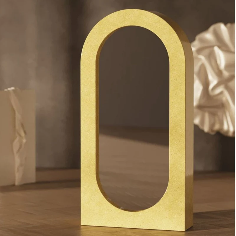 Casa Padrino Luxus Gussbeton Standspiegel Gelb 100 x H. 200 cm - Hotel & Garten Möbel