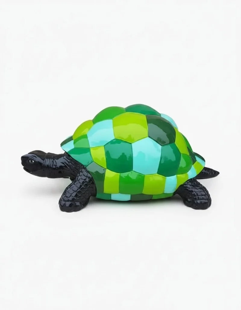 Casa Padrino Luxus Deko Skulptur Reptil Schildkröte Bunt GRÜN H. 44 cm - Deko Skulptur - Deko Figur - Tierfigur - Gartendeko