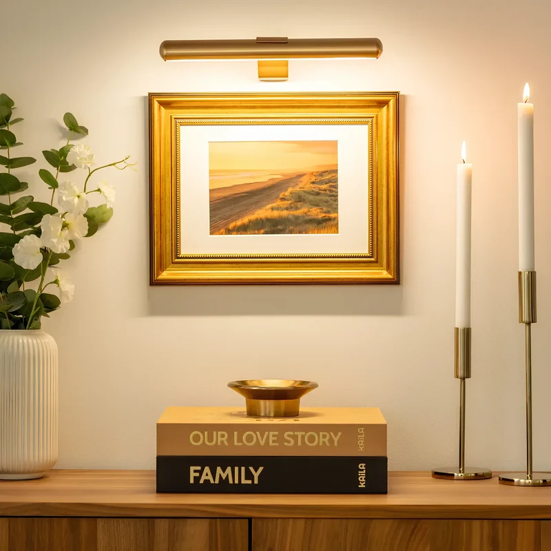 Draadloze LED wandlamp dimbaar 360° verstelbaar voor kunst schilderijen en foto's zwart wit goud accentverlichting | Sansoti
