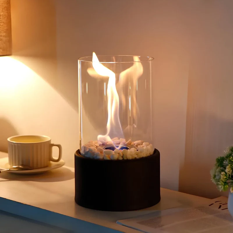 Olielamp met Open Vlam Glas Zwart Wit Tafellamp Sfeerverlichting Klassiek Design Woonkamer Restaurant | Sansoti
