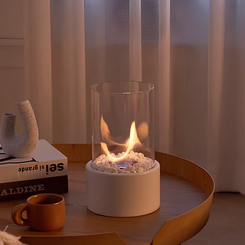 Olielamp met Open Vlam Glas Zwart Wit Tafellamp Sfeerverlichting Klassiek Design Woonkamer Restaurant | Sansoti