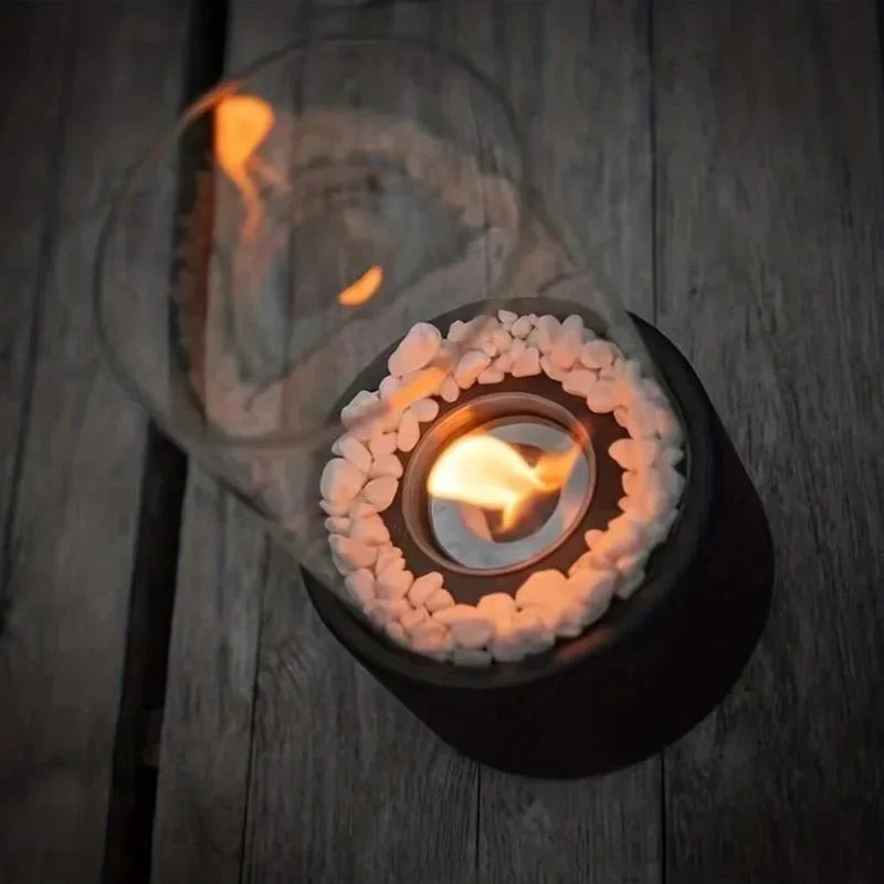 Olielamp met Open Vlam Glas Zwart Wit Tafellamp Sfeerverlichting Klassiek Design Woonkamer Restaurant | Sansoti