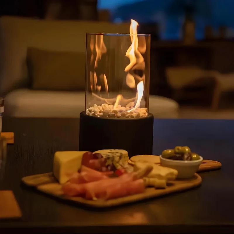 Olielamp met Open Vlam Glas Zwart Wit Tafellamp Sfeerverlichting Klassiek Design Woonkamer Restaurant | Sansoti