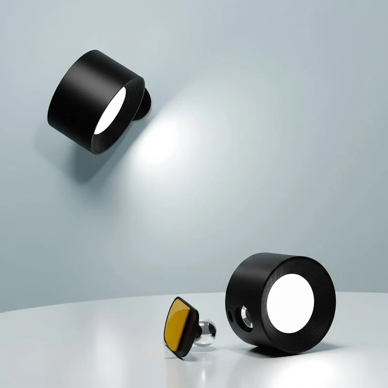 Draadloze Wandlamp Oplaadbaar & Dimbaar met 360° Rotatie – Compacte Touch-bediening Nachtlamp | Sansoti