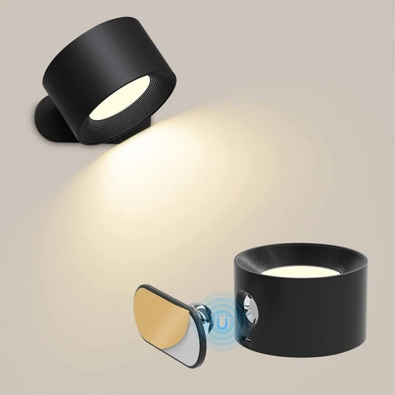 Draadloze Wandlamp Oplaadbaar & Dimbaar met 360° Rotatie – Compacte Touch-bediening Nachtlamp | Sansoti