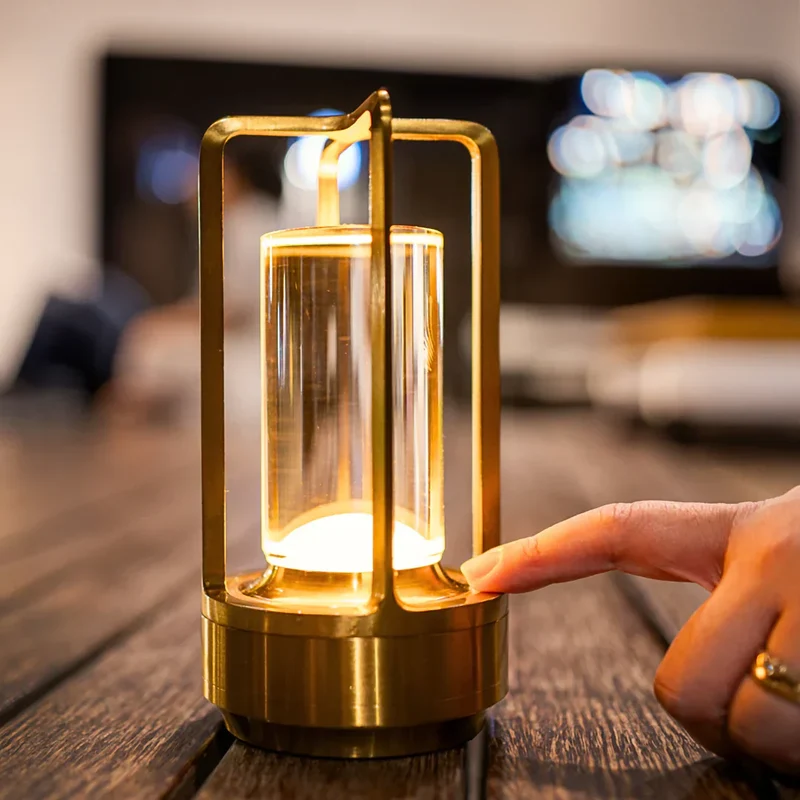 Draagbare Kristallen Tafellamp op Batterijen Dimbaar LED Goud Zilver Zwart Sfeerlamp Draadloos | Sansoti