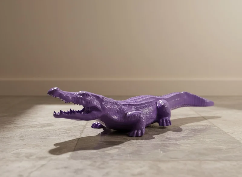 Casa Padrino Luxus Deko Skulptur Reptil Krokodil Lilas H. 20 cm - Deko Skulptur - Deko Figur - Tierfigur - Gartendeko