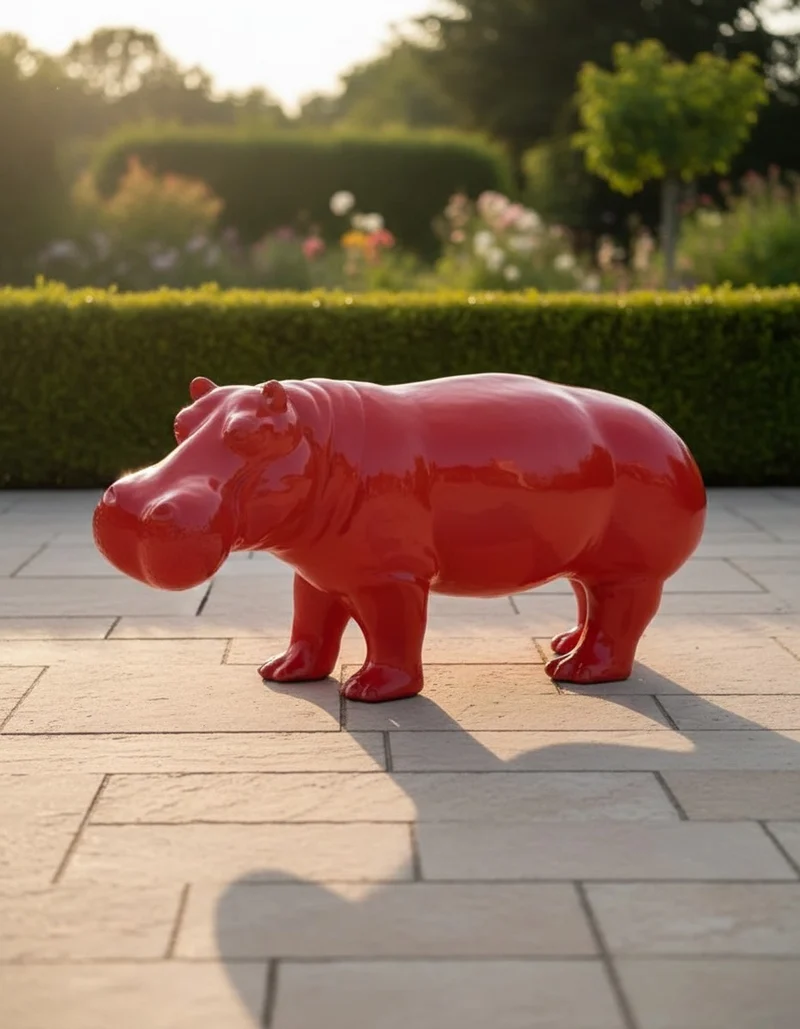 Casa Padrino Luxus Deko Skulptur Nilpferd H. 45 cm - Deko Skulptur - Deko Figur - Tierfigur - Gartendeko