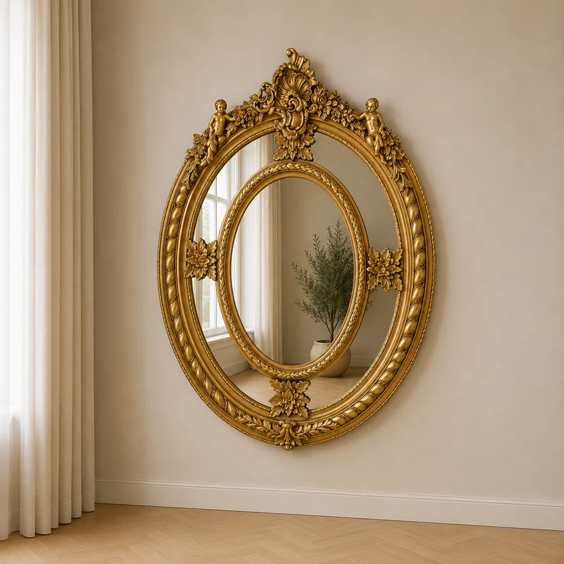 Casa Padrino Barock Spiegel Gold 100 x H. 130 cm - Prunkvoller Wandspiegel im Barockstil - Antik Stil Garderoben Spiegel - Wohnzimmer Spiegel - Barock Möbel