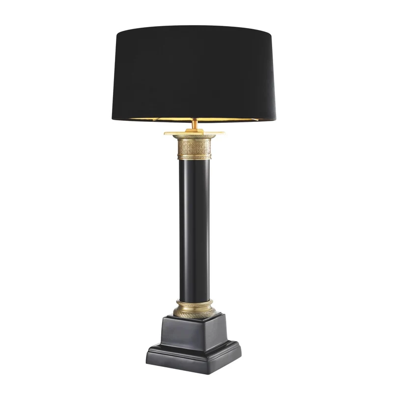 Eichholtz Table Lamp Monaco Schwarz Antik Messing - Tischleuchte im Säulendesign ohne Schirm