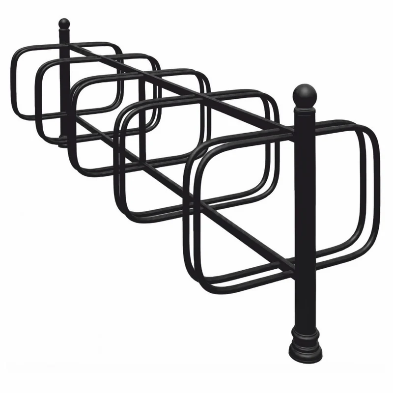 Casa Padrino Jugendstil Metall Fahrradständer Schwarz 250 cm - Nostalgischer Doppelseitiger Fahrradständer - Restaurant und Café Accessoires