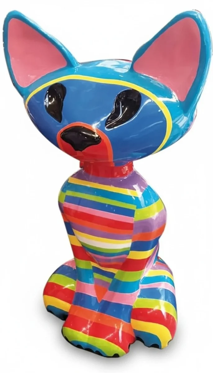 Casa Padrino Luxus Deko Skulptur Katze Große Gestreifte Ägyptische H. 130 cm - Riesige Gartenskulptur - Lebensgroße Skulptur - XXL Deko Skulptur - XXL Deko Figur