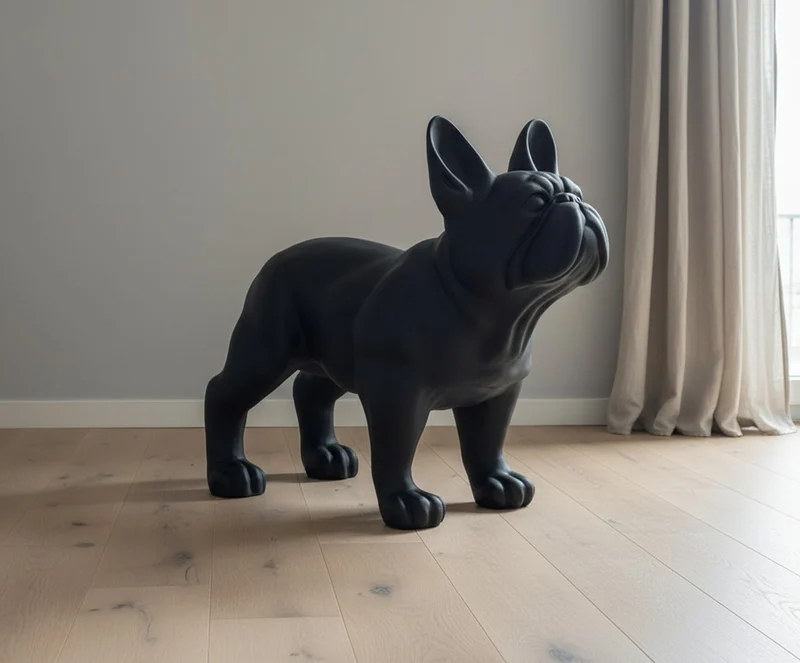 Casa Padrino Luxus Deko Skulptur Hund Französische Bulldogge H. 160 cm - Riesige Gartenskulptur - Lebensgroße Skulptur - XXL Deko Skulptur - XXL Deko Figur