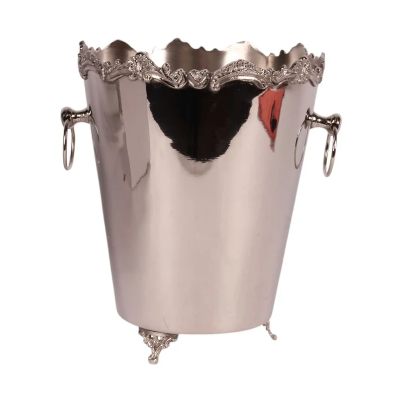 Casa Padrino Luxus Sektkühler Silber Ø 26 x H. 28 cm - Weinkühler mit Barock Zierrand