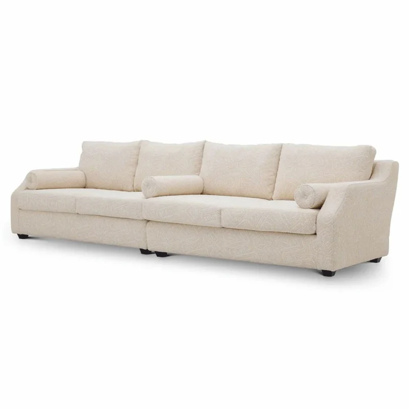 Casa Padrino Luxus Sofa Creme / Schwarz 325 cm - Hotel Möbel - Wohnzimmer Möbel - Luxus Möbel - Luxus Interior