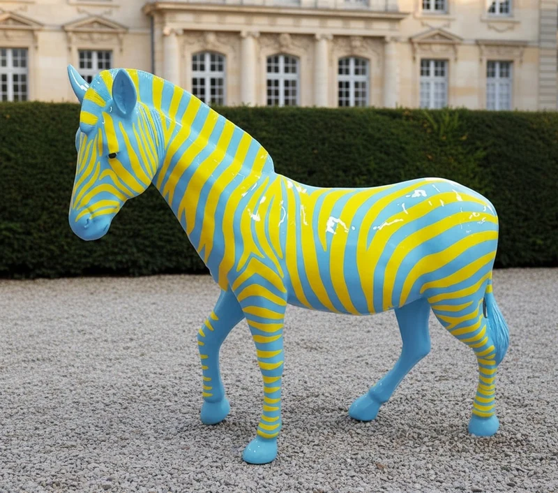 Casa Padrino Luxus Deko Skulptur Pferd Zebra Picasso H. 167 cm - Riesige Gartenskulptur - Lebensgroße Skulptur - XXL Deko Skulptur - XXL Deko Figur