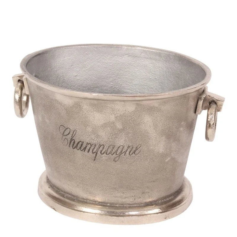 Casa Padrino Luxus Champagnerkühler Silber 38 x 30 x H. 22 cm - Ovaler Sektkühler mit Ringgriffen