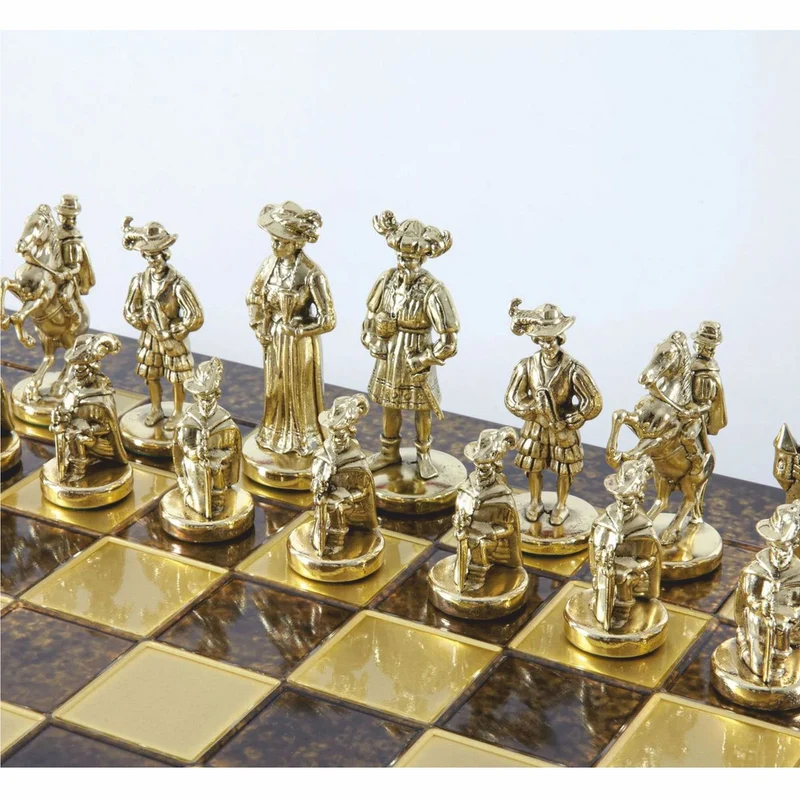 Casa Padrino Luxus Ritter Schach Set Bronze / Gold / Silber 44 x 44 cm - Mittelalterliches Schachspiel