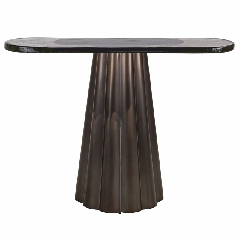 Casa Padrino Luxus Glas Konsole Antik Messing / Weiß / Schwarz 110 cm - Luxus Möbel