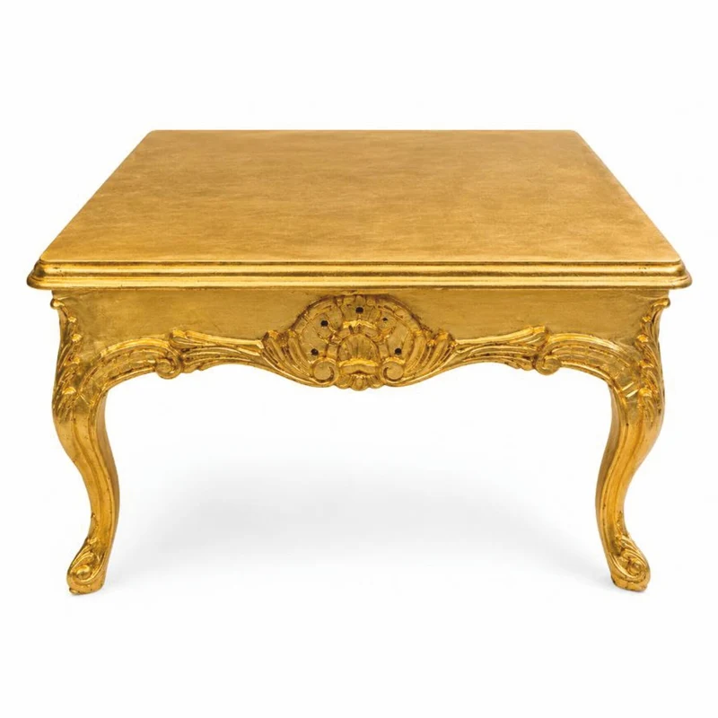 Casa Padrino Barock Couchtisch Gold 80 cm - Quadratischer Barockstil Wohnzimmertisch - Barock Wohnzimmer Möbel - Antik Stil Möbel