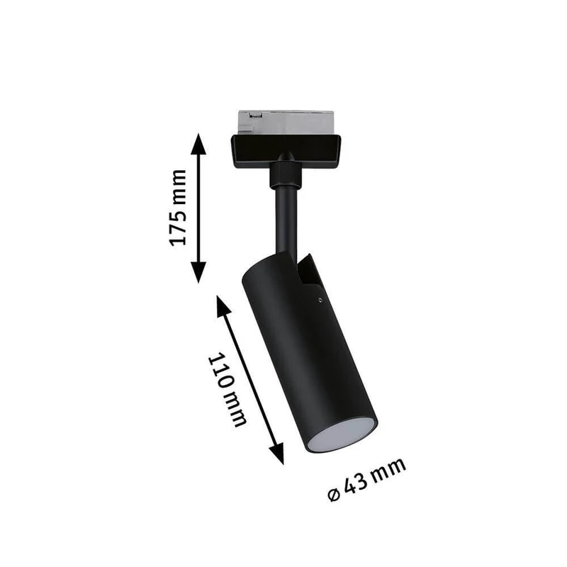 U-Rail LED Schienenspot Tubo Einzelspot Schwarz-Matt, Chrom